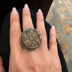 Mars and Valentine Sterling silver Flower Statement Ring size 8